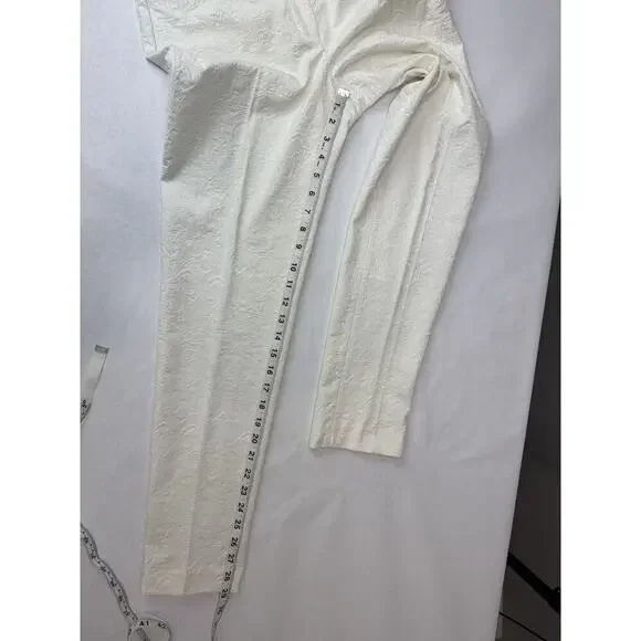 Y2k 2010 Cache Brocade Jacquard Floral Pantsuit Set Cream Zipper Blazer 0 Pant 4